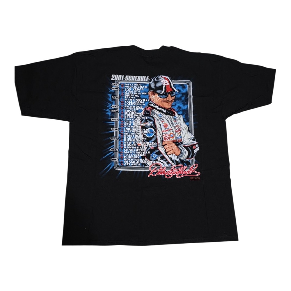 Vintage 2001 Dale Earnhardt #3 NASCAR Winston Cup Schedule T-Shirt Chase NWOT - Picture 2 of 7